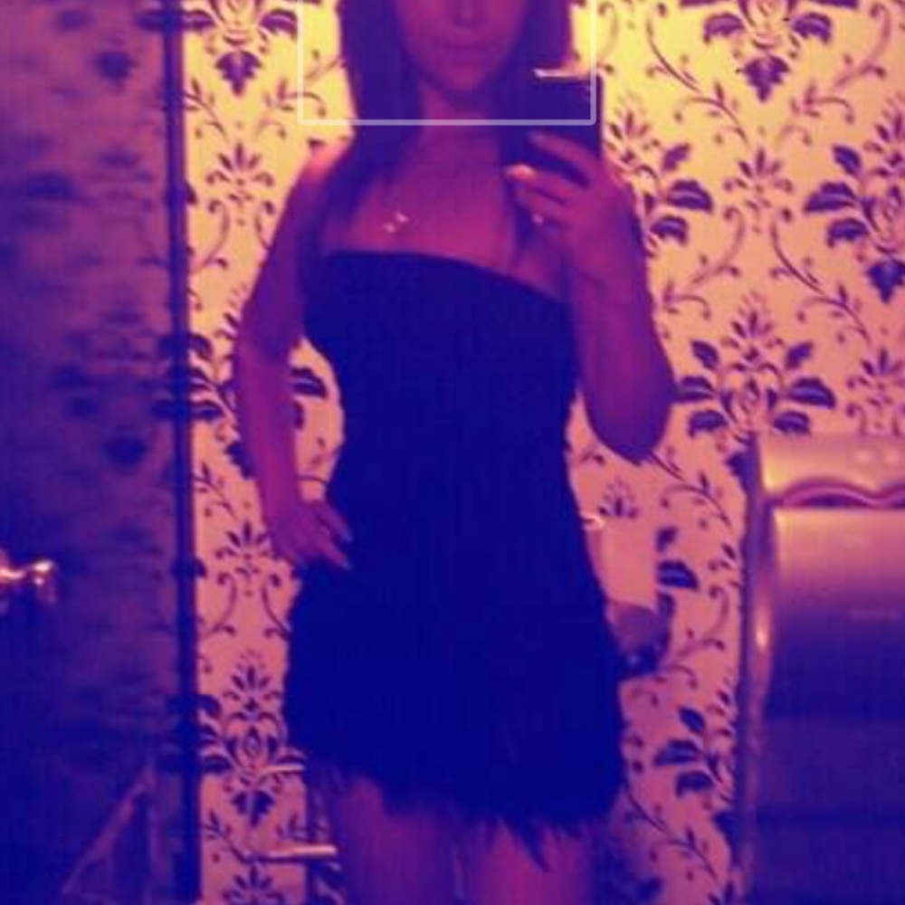 Black mini feather dress